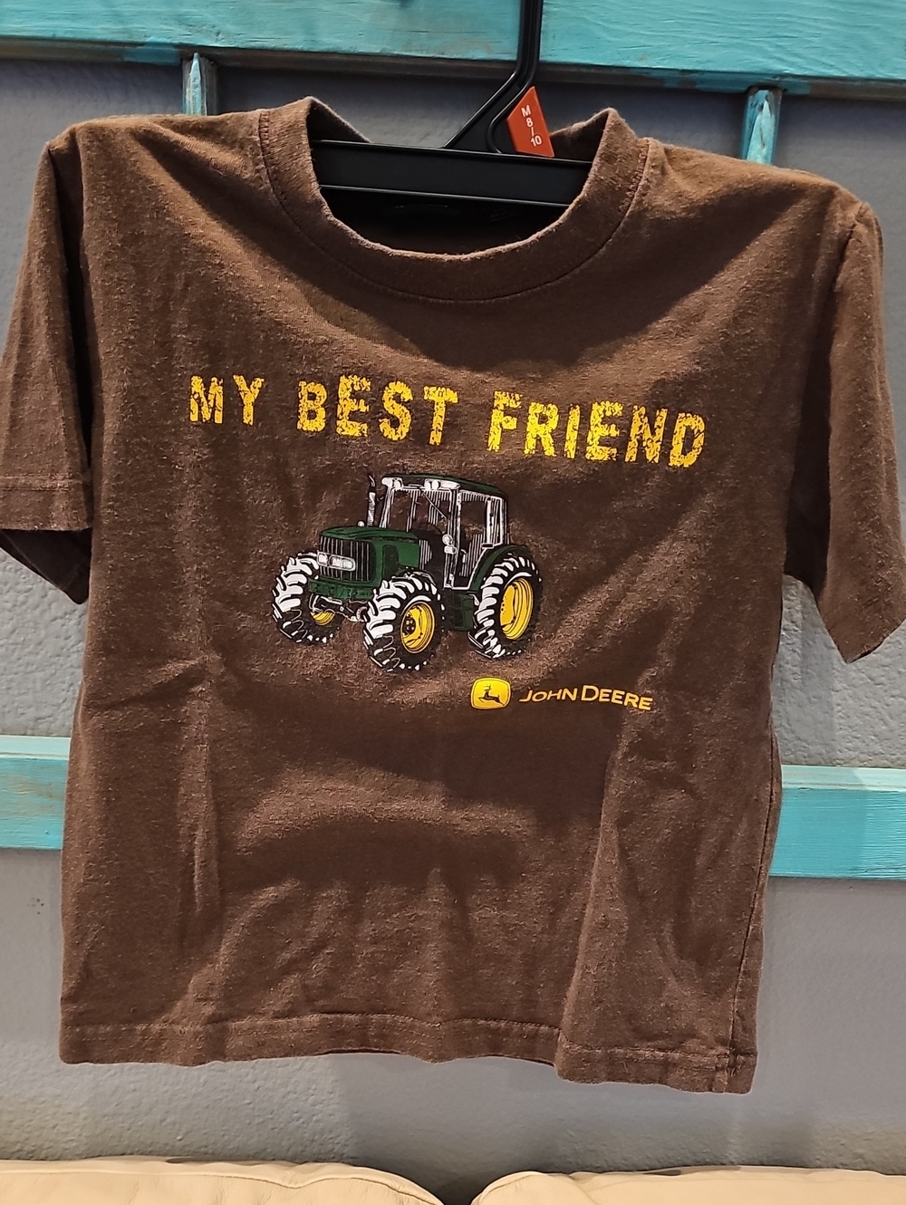 John Deere Brown Tee with Green & Yellow Tractor Graphic